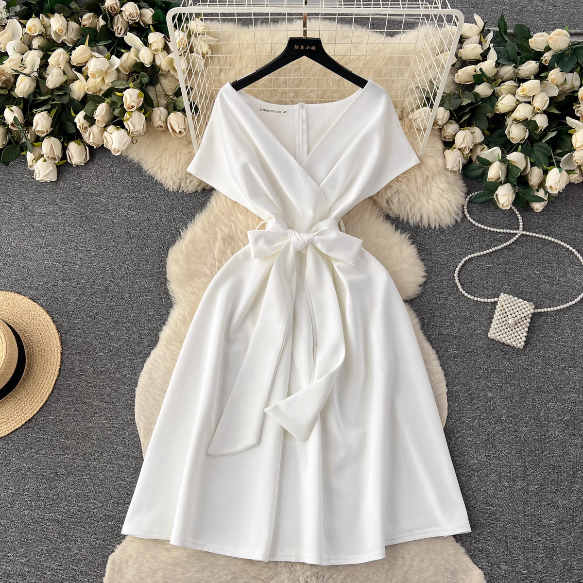 Summer bow tie waist chic dress