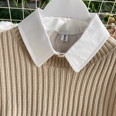 Long Shirt Tie Knit Vest Two-Piece Set,