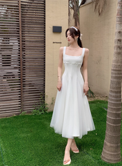 A-line White Summer Dress