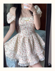 Floral dress with hollow bow on the back Princess Tutu Dress