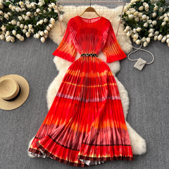 summer A-line pleated dress