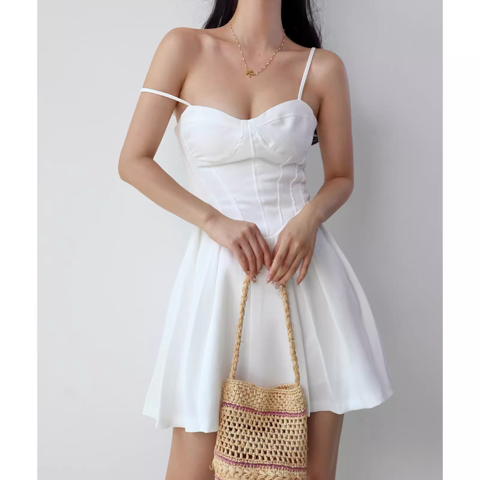 White A-line Mini Dress