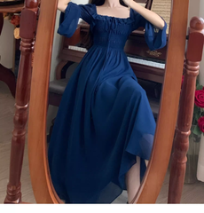 Square Neck Spring Long Sleeve Dress