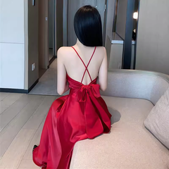 Red Backless Summer Dress