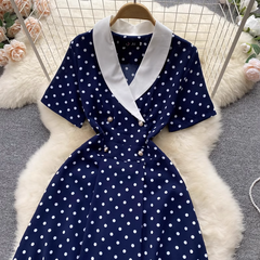 Polka Dot V-neck Summer Dress,