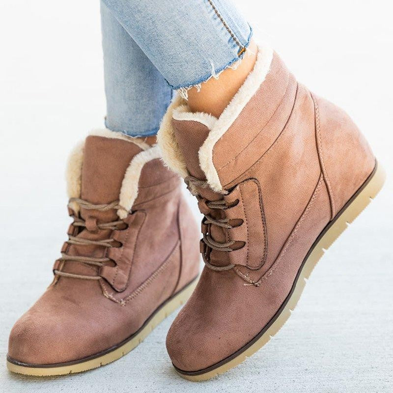 Lace up Plush Warm Internal Increase Boots