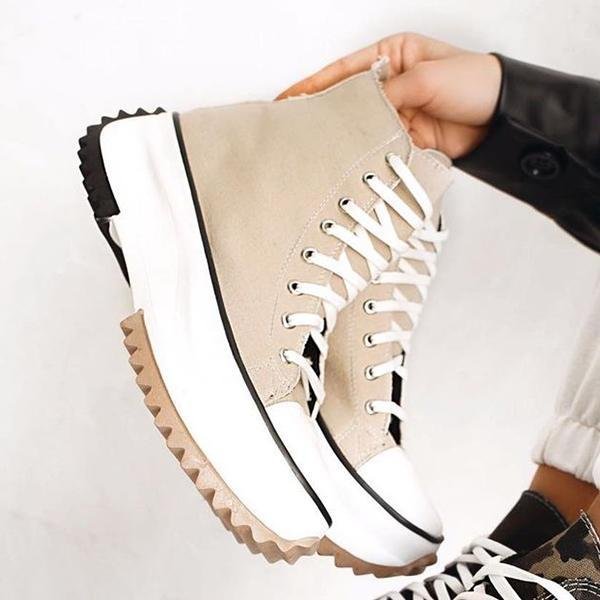 Lace-Up High Top Zebra Canvas Sneakers