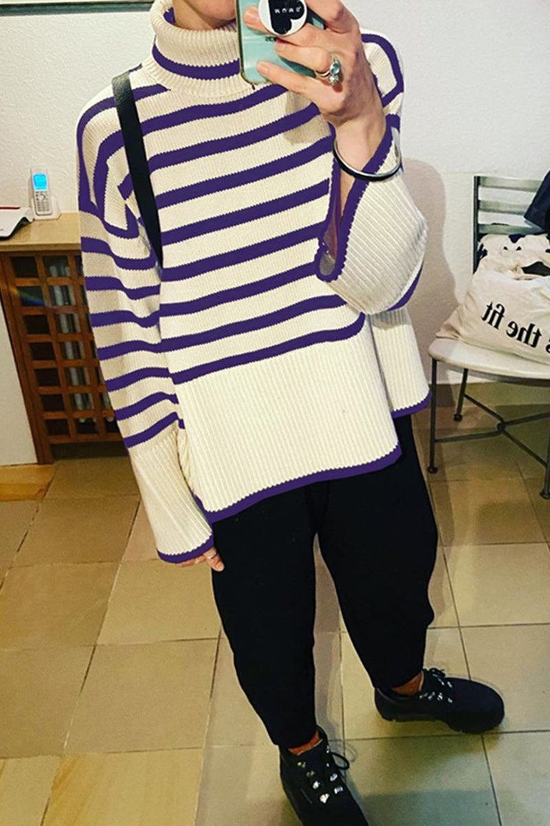 High Street Stripes Turtleneck Sweater