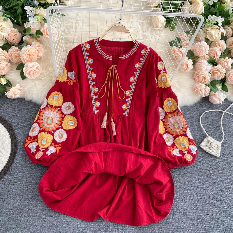 Bohemian Retro Folk Style Vestidos Mini Dress