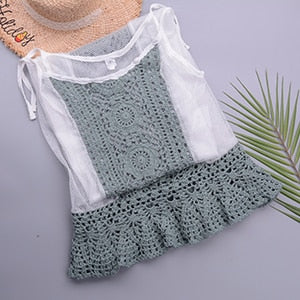 Lace Crochet Stitching Dress Mesh Cover Up