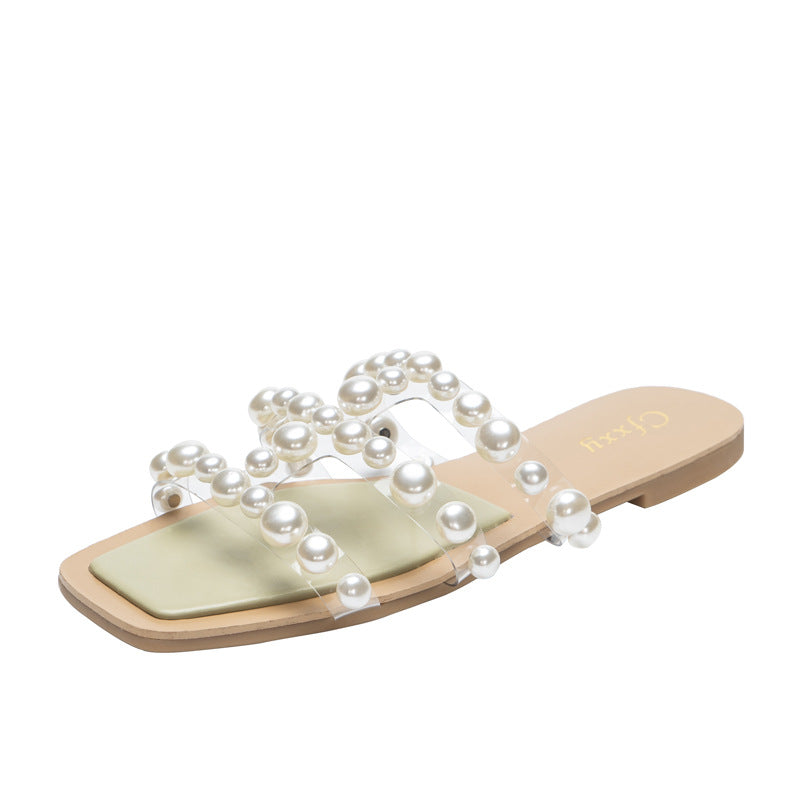 Bohemian Pearl Flat Slippers