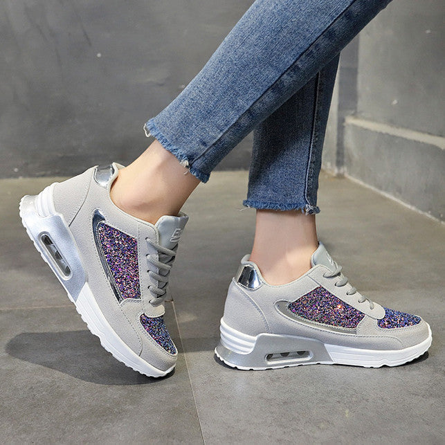 Air-cushioned Flat Vulcanized Bling Sneakers