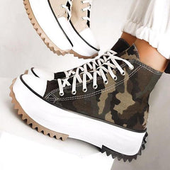 Lace-Up High Top Zebra Canvas Sneakers