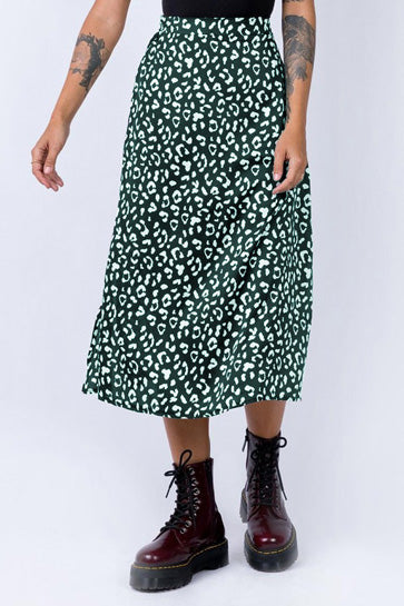 Leopard Chiffon Split Skirt