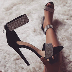 Bling Ankle Strap Cover High Heels Sandals