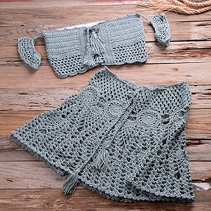 Knitting Off Shoulder Crochet Bikini Set