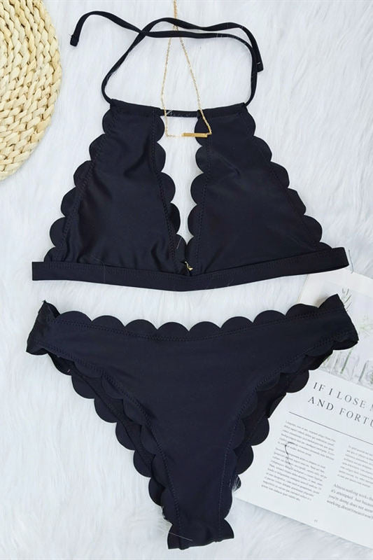 High Waist Halter Push Up Bikini Set