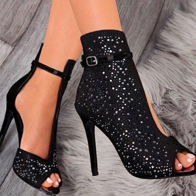 Bling Ankle Strap Cover High Heels Sandals