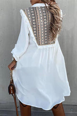 Bohemian Lace-up Ruffles Dress