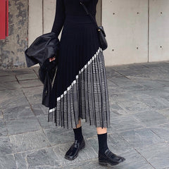 High Waist Pleated Knitted Thick Skirt