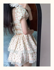 Floral dress with hollow bow on the back Princess Tutu Dress