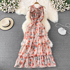 A-line Chiffon Floral Dress,