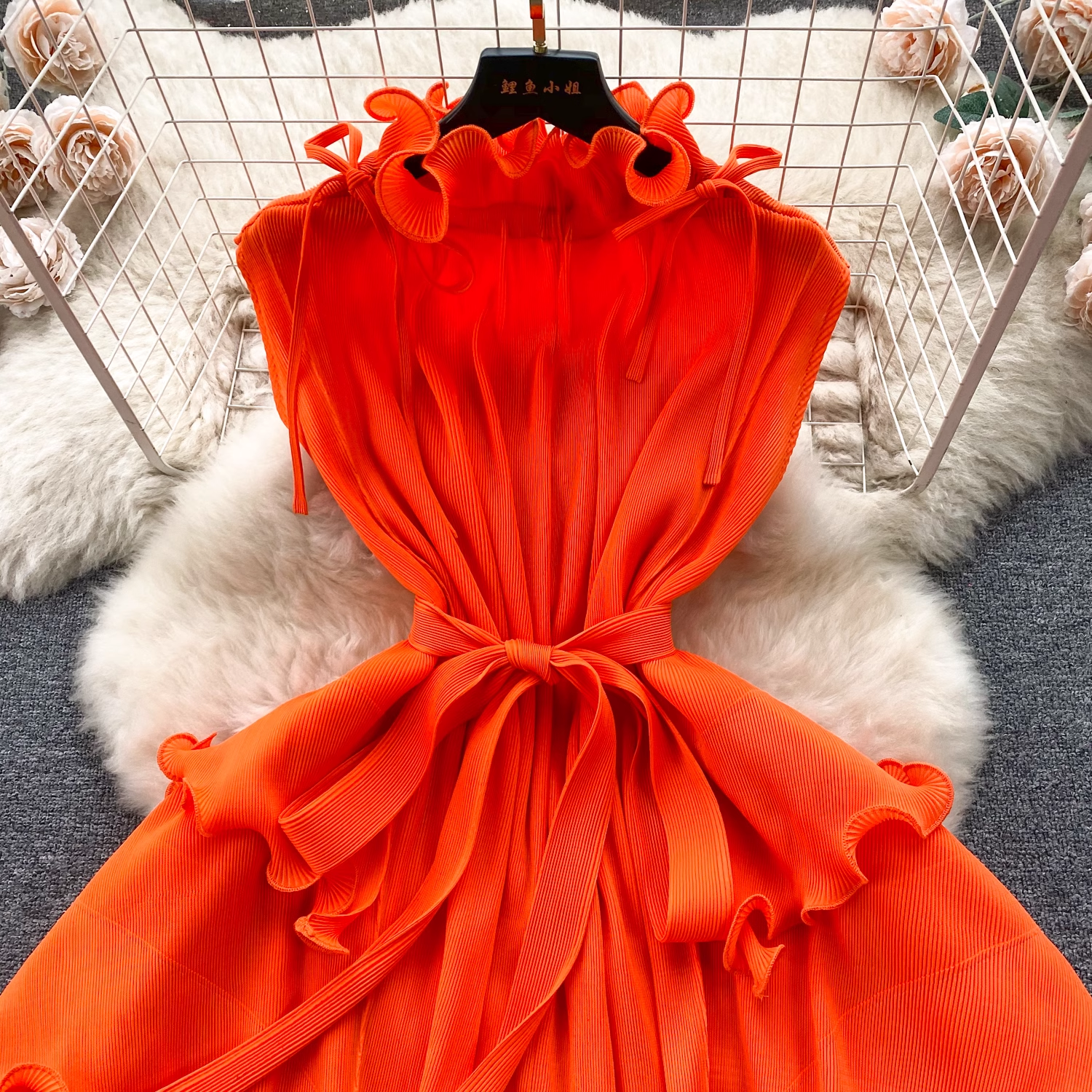 Summer orange chiffon dress