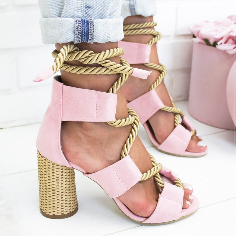 Lace Up High Heels Gladiator Sandals