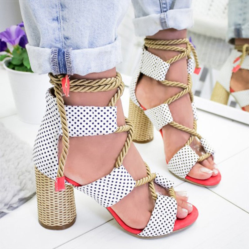 Lace Up High Heels Gladiator Sandals