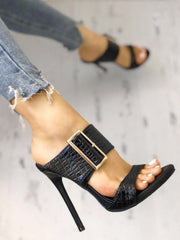 Back Strap Gladiator Slip-On Heels