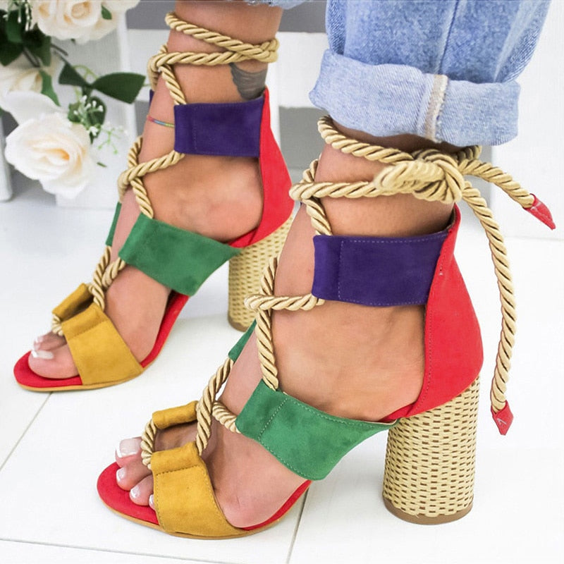 Lace Up High Heels Gladiator Sandals