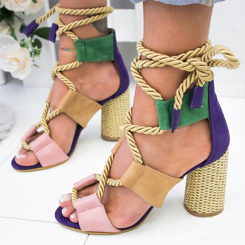 Lace Up High Heels Gladiator Sandals