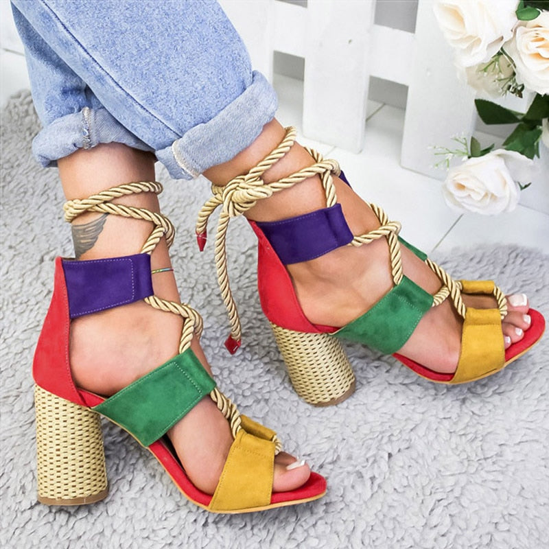 Lace Up High Heels Gladiator Sandals