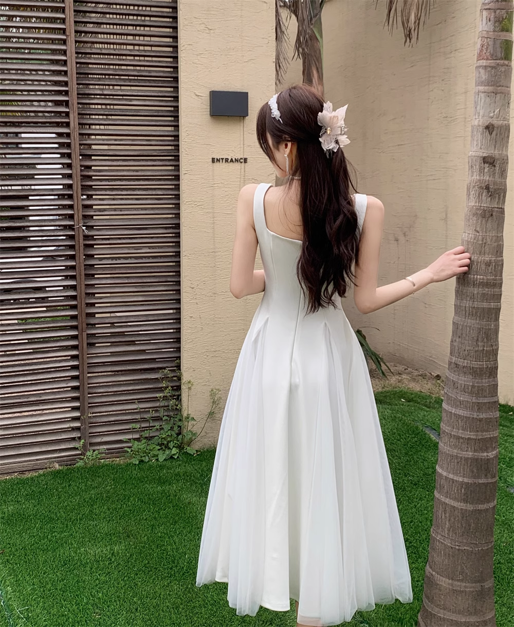 A-line White Summer Dress