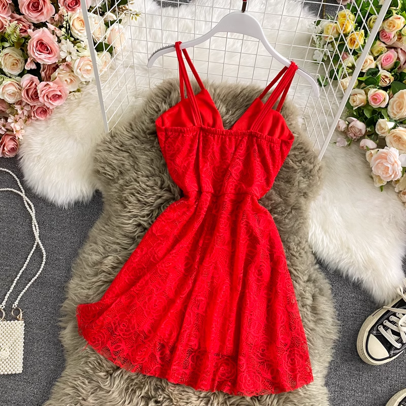 Trendy A-line Lace Short Dress