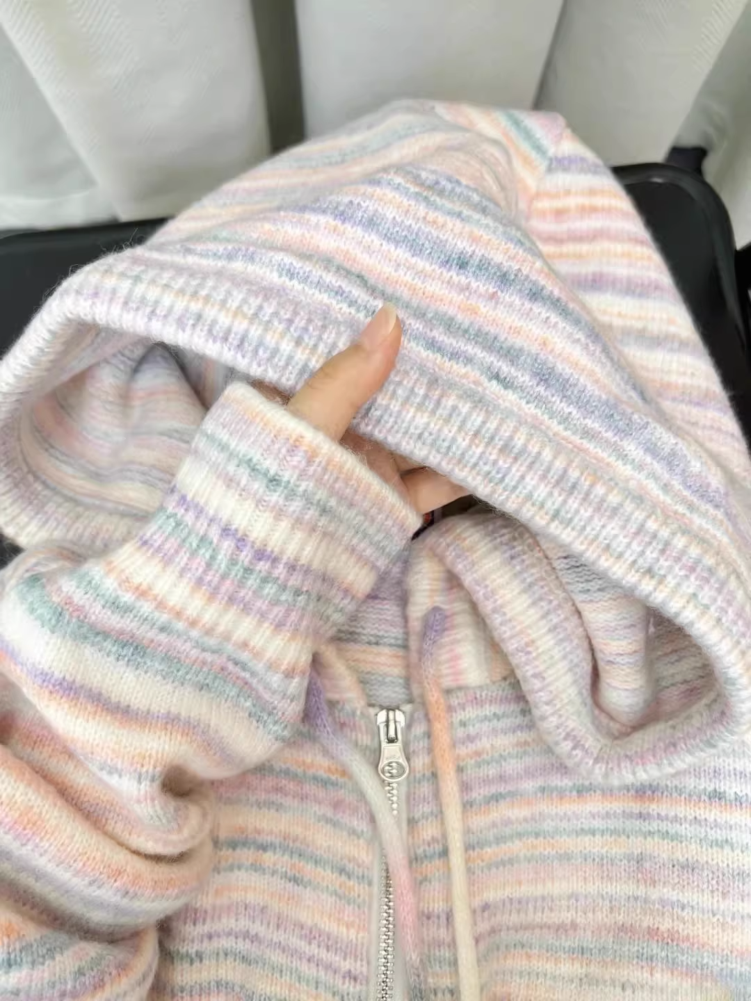 Rainbow Stripe Knit Cardigan Sweater