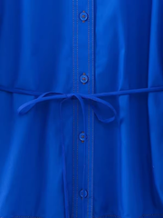 Royal blue tiered embellished shirt dress