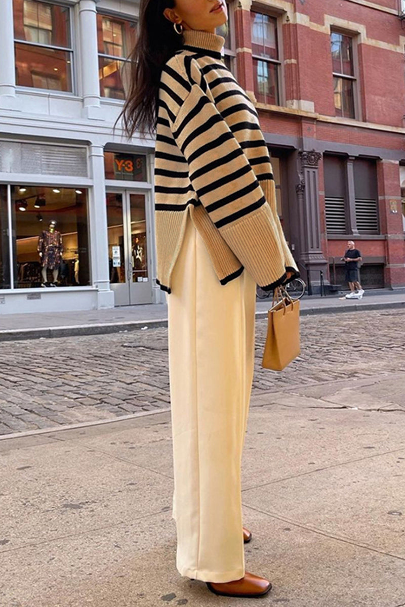 High Street Stripes Turtleneck Sweater