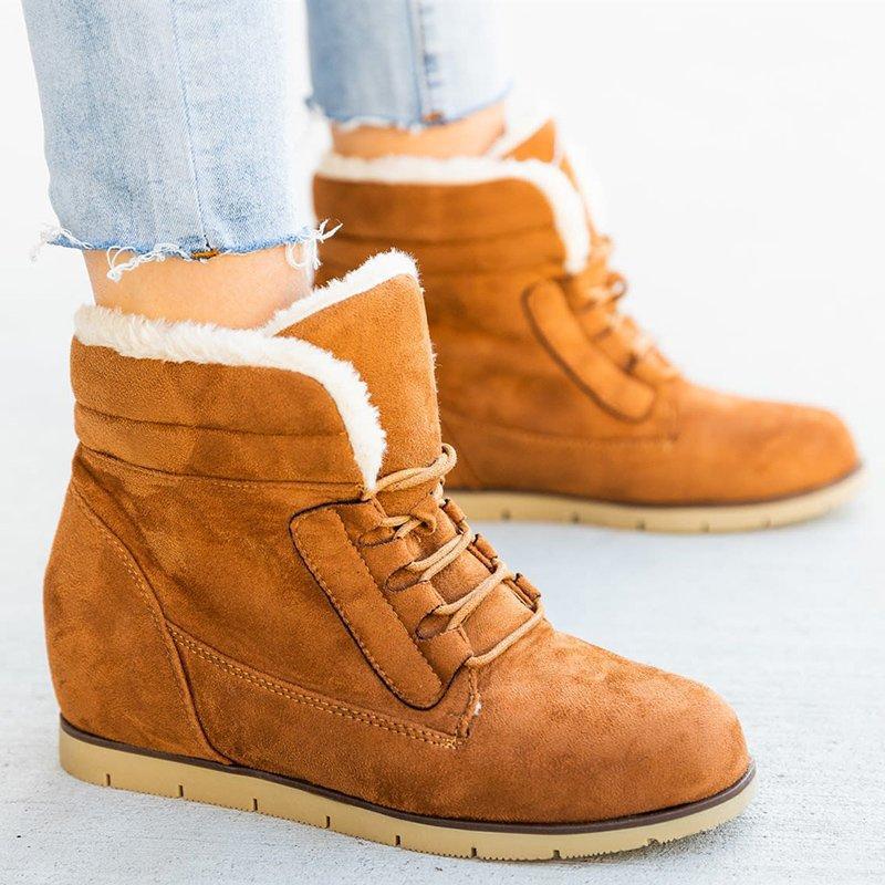 Lace up Plush Warm Internal Increase Boots