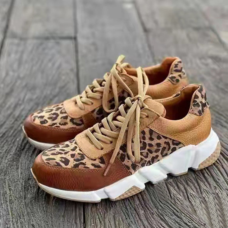 Breathable Elastic Leopard Vulcanized Sneakers