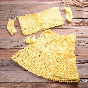 Knitting Off Shoulder Crochet Bikini Set