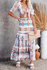 2 Pieces Floral Printed Summer Dress