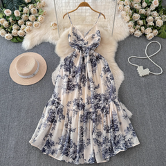 A-line V Neck Vacation Dress