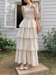 summer A-line tiered long dress