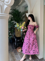 Holiday style floral long dress