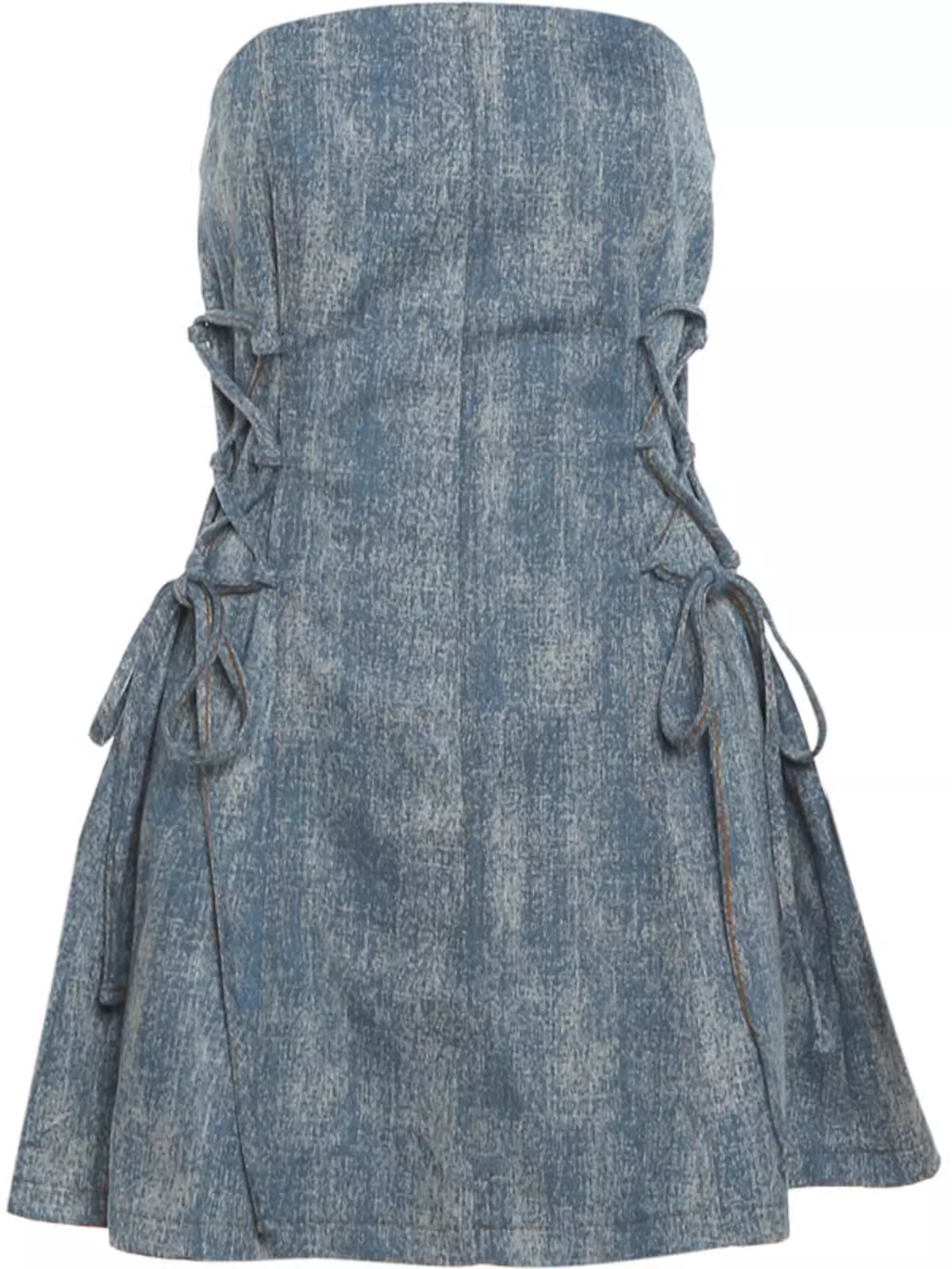 Vintage washed denim tube top dress