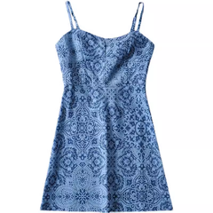 Blue Spaghetti Straps Mini Dress