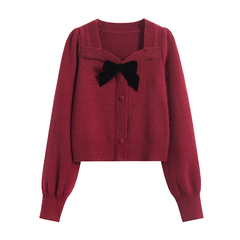 women's Christmas style bow sweater