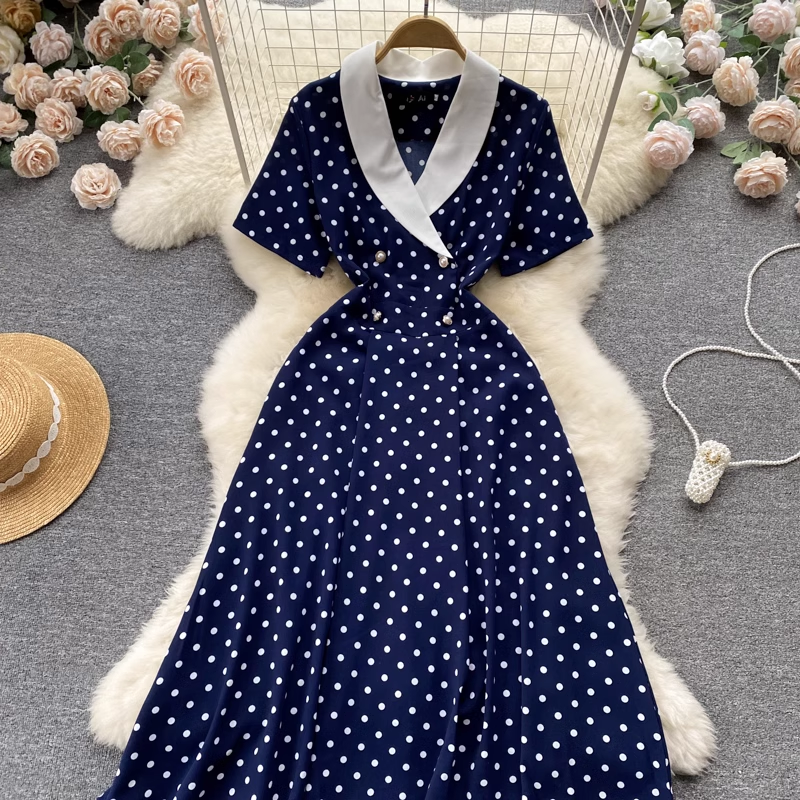 Polka Dot V-neck Summer Dress,