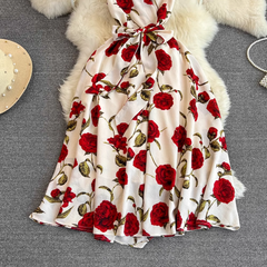 women's summer rose print dress ,